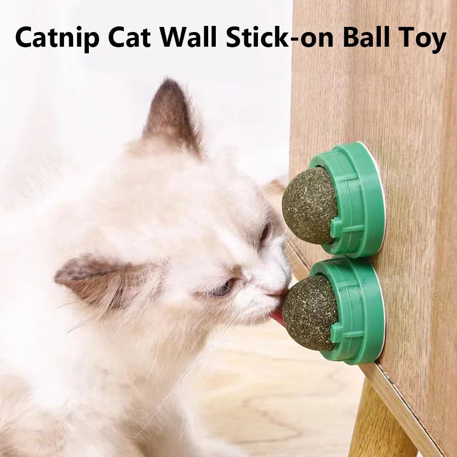 Spinning Catnip Mint Ball for Cats, Interactive Dental Care Chew Toy with Natural Catnip, Hairball Control Kitten Cat Toys
