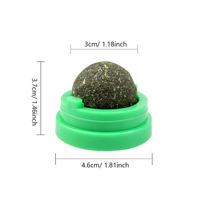 Spinning Catnip Mint Ball for Cats, Interactive Dental Care Chew Toy with Natural Catnip, Hairball Control Kitten Cat Toys