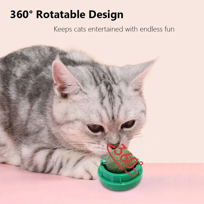 Spinning Catnip Mint Ball for Cats, Interactive Dental Care Chew Toy with Natural Catnip, Hairball Control Kitten Cat Toys